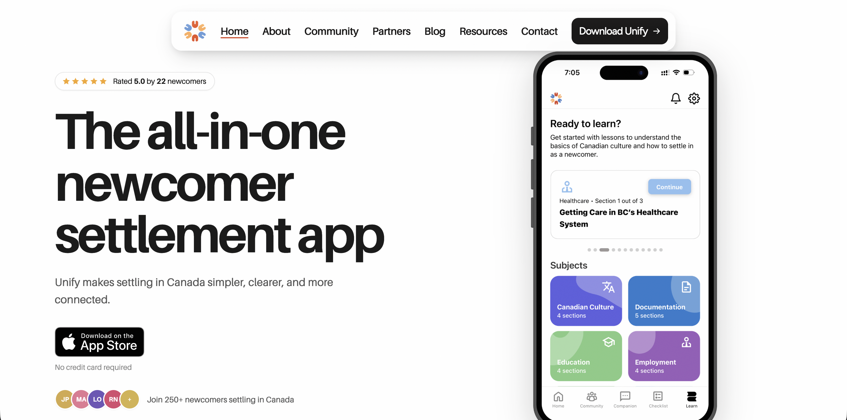 Unify Social Landing Page screenshot